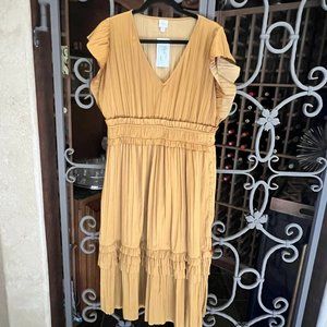 Roan & Ryan Gold Talulah Dress Size L Perfect Thanksgiving Dress!!